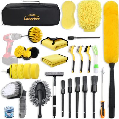 Car Detailing Kit Interior Cleaner, 17Pcs Car Cleaning Supplies with High  Power Portable Car Vacuum, Detailing Brush Set, Windshield Cleaner,  Complete